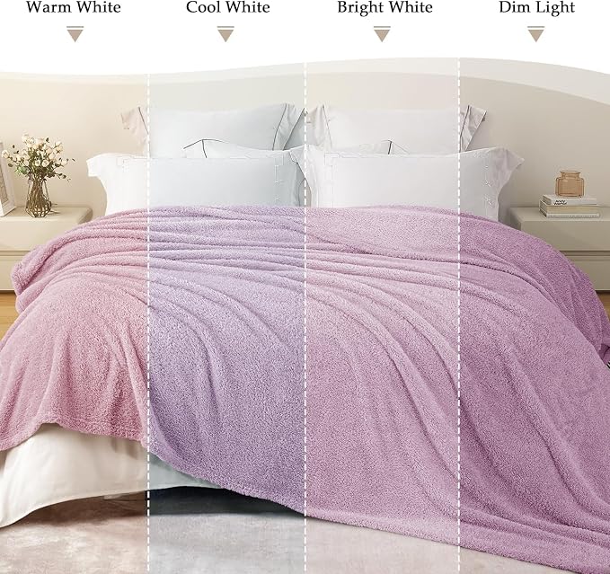 Exclusivo Mezcla Fleece Twin Size Blanket for Couch and Bed, 60" x 80" | Super Soft and Cozy Fluffy Blanket for Women, Lightweight and Fuzzy Blanket for Teens Back to School, Light Purple
