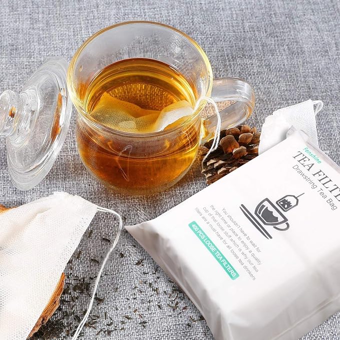 400 Pcs Tea Filter Bags Disposable Empty Tea Bags Drawstring Seal Tea Infusers Bag for Loose Leaf Teal