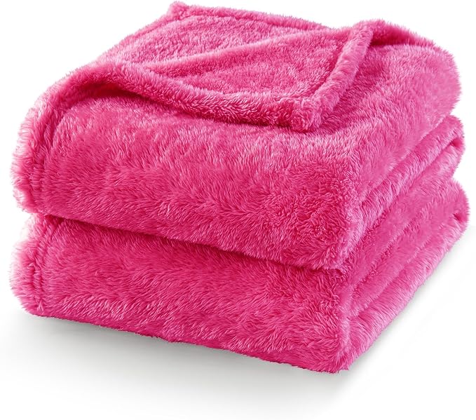 Exclusivo Mezcla Fuzzy Plush Fleece Bed Blanket King Size, Hot Pink | 104x90 Inches, Super Soft and Cozy Bed Blanket, Fluffy Decorative Bedding for Livingroom, Bedroom, All Season