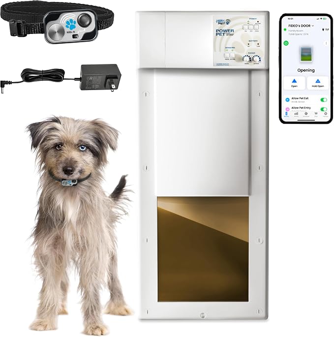 Power Pet Smart Automatic Electronic Pet Door by High Tech Pet (Door Mount, Medium, WiFi Enabled - App Control)