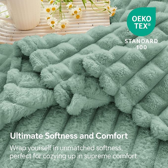BEDELITE Sage Green Fleece Throw Blanket for Couch, 50x60 Inches | Soft Warm Fuzzy Fluffy Blanket for Bed Sofa, Lightweight Plush Cozy Blankets for Home Room Decor, Gift for Women, All Season
