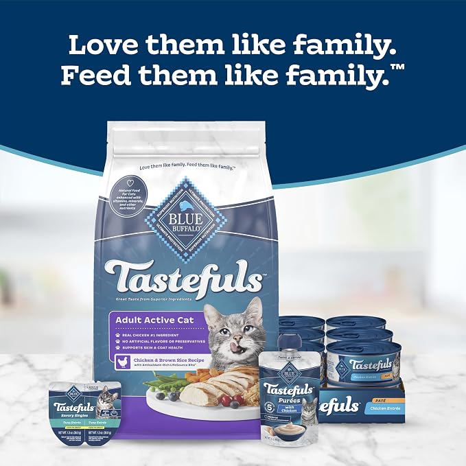 Blue Buffalo Tastefuls Chicken & Brown Rice Active Dry Cat Food, 15 lb | Chicken & Brown Rice Recipe, Antioxidant-Rich LifeSource Bits, No Corn, Wheat, or Soy