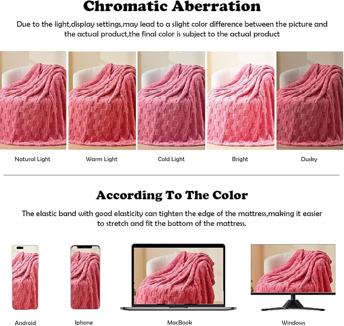 NEWCOSPLAY 3D Checkered Flannel Throw Blanket, Coral Pink, 50"x70" | Super Soft Cute Lightweight Decorative Premium Silky Fleece Blanket for Couch Sofa Bed, Gift for Women Men, All Season Use