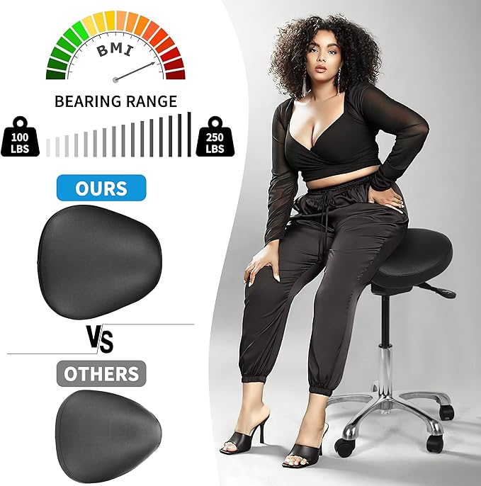 Ergonomic Adjustable Rolling Saddle Stool Chair with Wheels,Hydraulic Heavy-Duty Saddle Stool Rolling Chair for Clinic Dentist Spa Massage Salons Studio