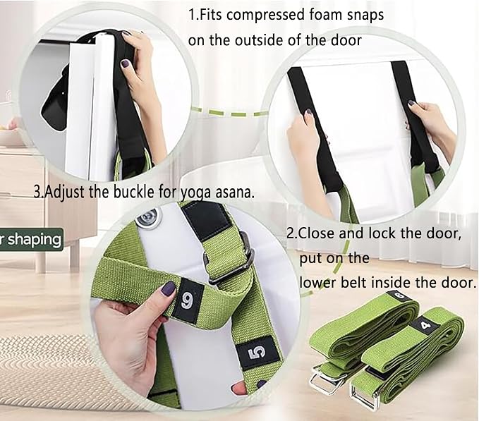 Yoga Stretching Strap,Stretching Equipment with Door Anchor,Back Stretcher for Back Pain, Flexibility Tensile Trainer for Dance Aerial Yoga Ballet Leg Stretching Exercise