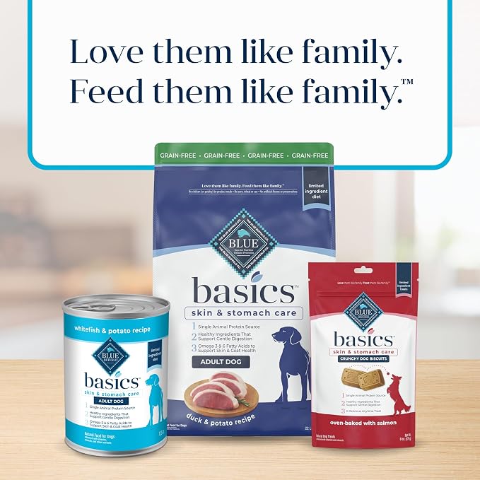 Blue Buffalo Basics Whitefish Adult Grain-Free Wet Dog Food, 12.5 oz, 12 ct | Skin & Stomach Care, Real Whitefish #1 Ingredient, Limited Ingredient Diet, Antioxidant-Rich LifeSource Bits