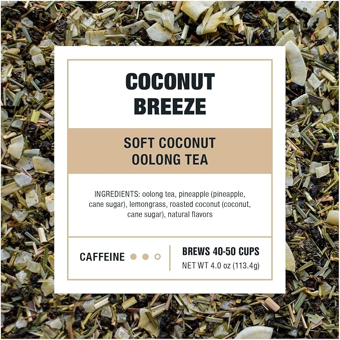 Tiesta Tea - Coconut Breeze, Loose Leaf, Soft Coconut Oolong Tea, Medium-Caffeinated Blend, Makes Hot or Iced & Up to 40-50 Cups, 4oz Refillable Tin