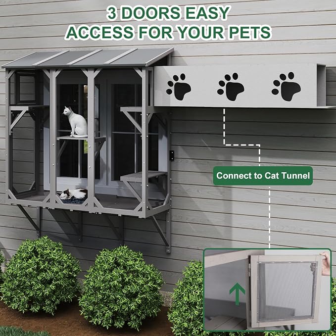 ketive Cat Catio Expandable Window Box Enclosure for Multiple Cats