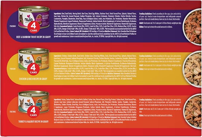 Bundle of Nulo Variety Flavors Grain-Free Shredded Wet Canned Cat Food, 3 Ounce (Pack of 12) + Nulo Variety Flavors Grain-Free Minced Wet Canned Cat Food, 3 Ounce (Pack of 12)