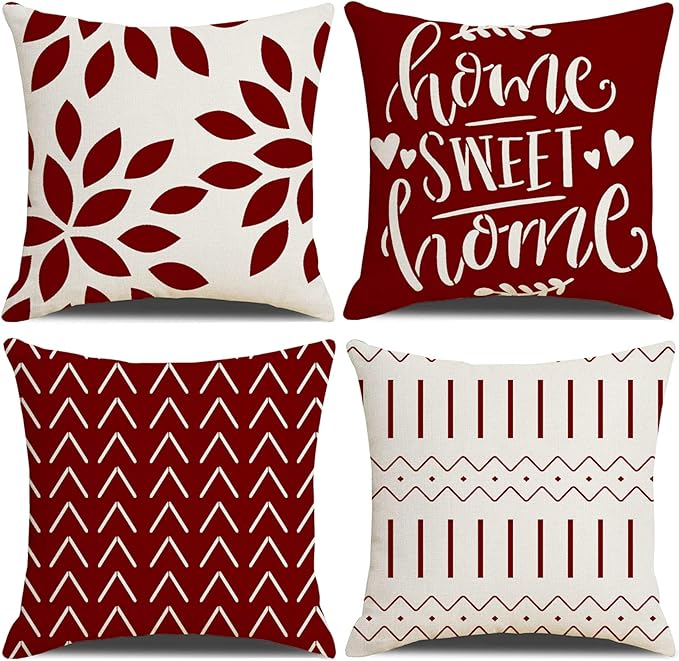 Throw Pillow Covers 24x24Inch, Pillow Covers 24x24,Squar Pillow Covers Set of 4 Boho Modern Farmhouse Neutral Decorative Pillowcases Linen Cushion Case for Couch, Bed, Home Decor