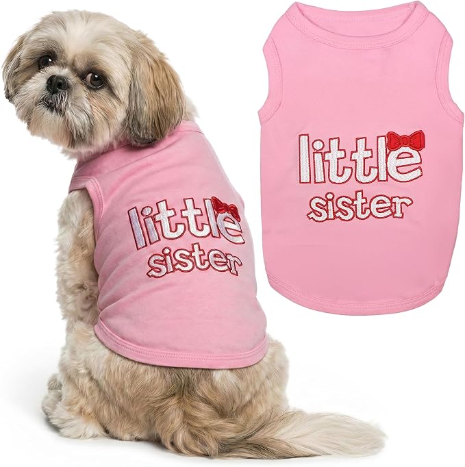 Parisian Pet Dog Shirt - 100% Cotton Shirts for Medium Dogs - Pink Sleeveless Girl Pet Clothes - Lightweight and Breathable Puppy Clothes - Stretchy Dog Apparel for Little Sister Dogs
