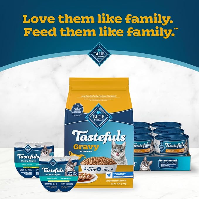 Blue Buffalo Tastefuls Irresistible Gravy Experience Chicken Cat Food, 3 lb | Chicken & Brown Rice Recipe, Supports Digestion & Coat Health, Add Warm Water for Real Gravy, Indoor Adult Cat Formula