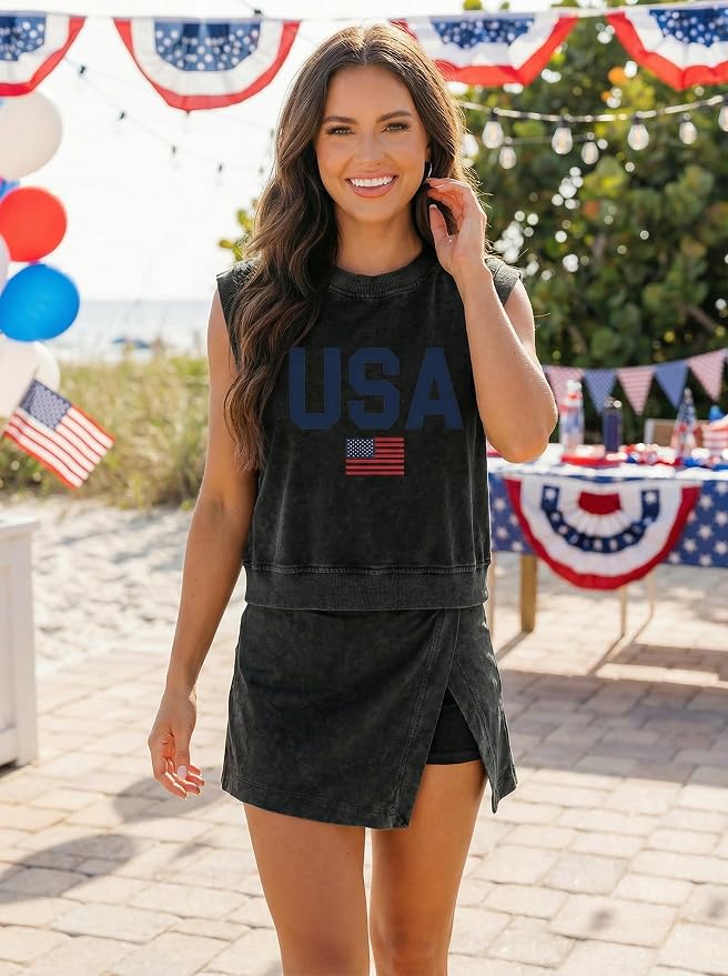 Women 2pc Mineral Wash Athletic Lounge Tank Skirt Set | Soft mineral wash cotton,Breathable.Relaxed lined split skirt.Ideal for travel,lounge,gym,workout casual daily wear