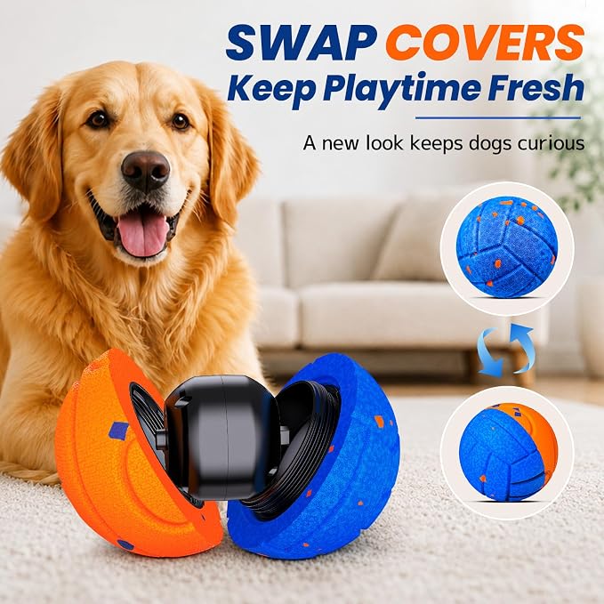 Smart Interactive Dog Toy to Keep Them Busy, Automatic Moving, E-TPU Material, 3 Interactive Modes, IPX7 Waterproof, USB Rechargeable, Active Rolling Ball for Puppy, Medium and Large Dogs (Blue)