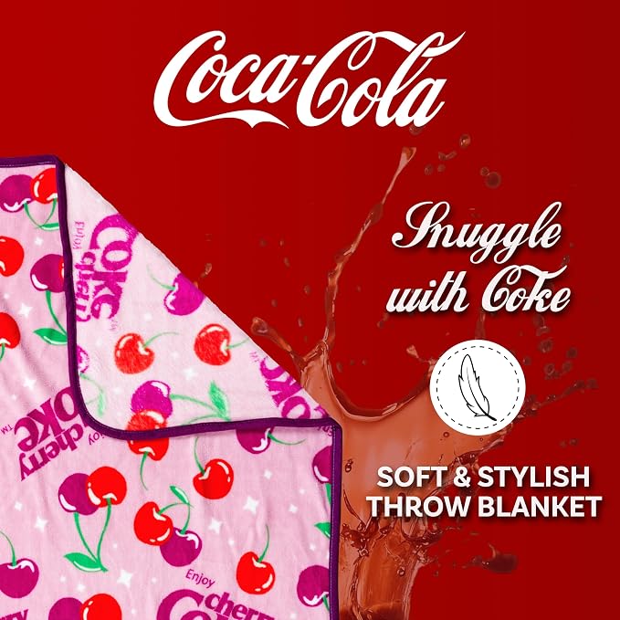 Silver Buffalo Coca-Cola Cherry Coke Logo 45" x 60" Fleece Throw, Soft and Cozy Blanket, 185 GSM