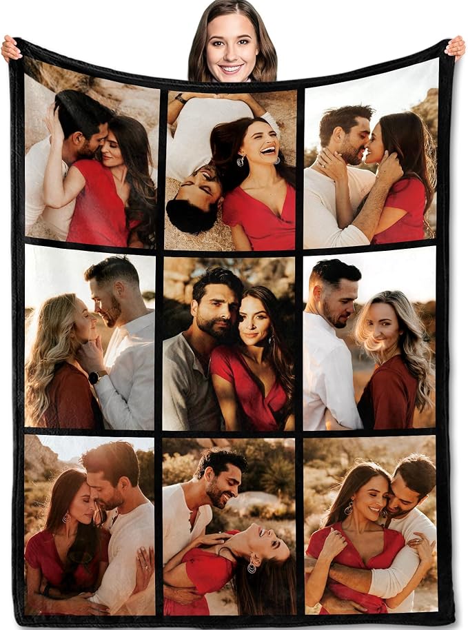 Yofair Ships Next Day, Custom Blanket with Picture Wedding Anniversary Valentines Day Gifts for Him Her Personalized Photo Blankets I Love You Couple Gift for Women Boyfriend Girlfriend Wife Husband