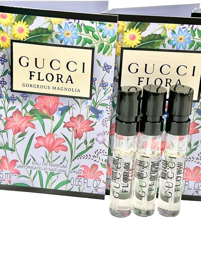 Gucci Flora Gorgeous Magnolia Sample Perfume Women EDP Spray 1.5 ml / 0.05 oz - set of 3
