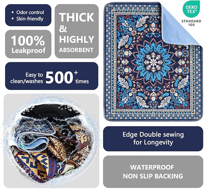 Washable Pee Pads, Super Absorbent Puppy Pads, 2 Pack 30"x34" | Reusable Dog Training Pads, Leakproof With Waterproof Non-Slip Backing For Crates, Floors, Indoor Potty & Furniture