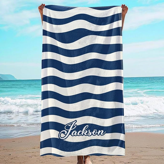 JML Custom Beach Towel with Name, Personalized Microfiber Beach Towel with Name, Large, Soft, Quick Dry & Absorbent for Swim, Pool,Adult,Summer Holiday,Vacation,Travel,Gift for Anniversary, Birthday