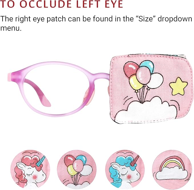 Astropic Cotton & Silk Left Eye Patch for Kids Glasses (Left Eye, Balloon)