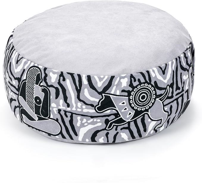 Zaveur Royal Court Zafu Meditation Cushion - 18" Round Yoga Bolster Pillow with 100% Cotton Filling and Canvas Cover - Premium Floor Pillow for Meditation - Yoga Cushion for Sitting on Floor - Gray