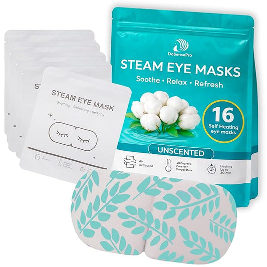 Steam Eye Mask - 16 Pack Self-Heating Warm Compress for Dry Eyes, Puffy Eyes Relief, Cornea Care, and Relaxation - Soothing & Comfortable Heated Eye Pads - Unscented