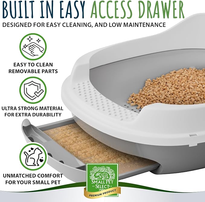 Small Pet Select Sifting Cat Litter Box, with Scoop & 5 Pee Pads | Tidy Easy-Clean Sifting System, Drawer, Litter Scoop & Removable Tray, For Cats, Rabbits & Other Small Pets