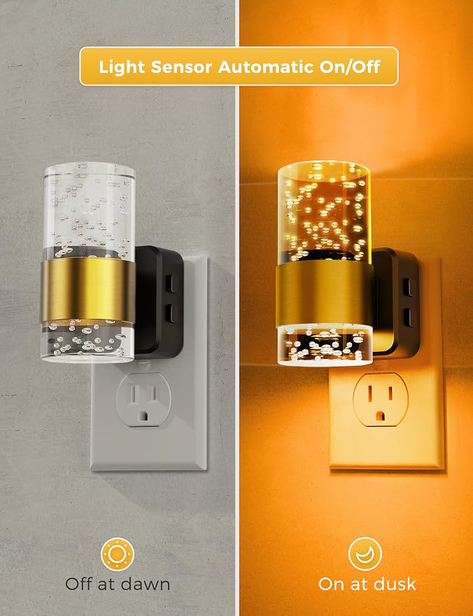L LOHAS LED Night Lights Plug into wall,Color Changing Night Light | Dusk to Dawn Sensor,Adjustable Brightness & Rotatable Plug,Elegant Design Night Light for Kids Bedroom,Bathroom,2 Pack