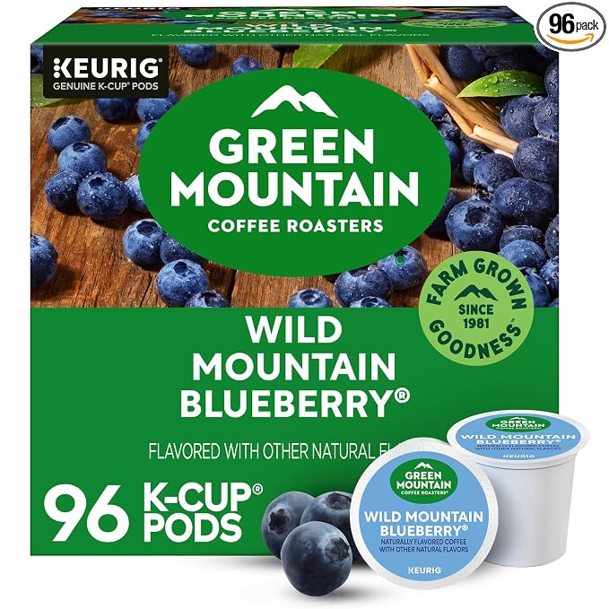 Green Mountain Coffee Roasters Wild Mountain Blueberry Keurig Single-Serve K-Cup pods, Light Roast Coffee, 96 Count