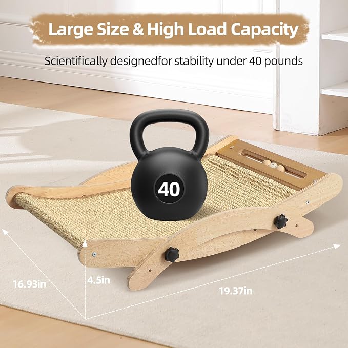 Cat Scratcher Bed, 19 in Large Natural Sisal Cat Scratching Board, Large Scratch Pad for Indoor Cats, Cozy Cat Furniture Lounge