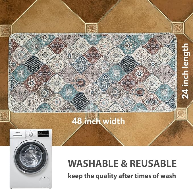 nunubaby Washable Pee Pads for Dogs, Stylish, Non-Slip and Leak-Proof Pee Pads. Reusable Potty Pads for Dogs for Crates and Floors.(Dark Red/Multi,24" x48" )