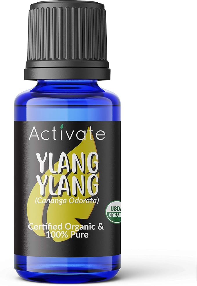 Activate Ylang Ylang Organic Essential Oil 100% Pure, USDA Certified Organic, Premium Grade, Undiluted, Natural, Aromatherapy & Diffuser Use 10ml
