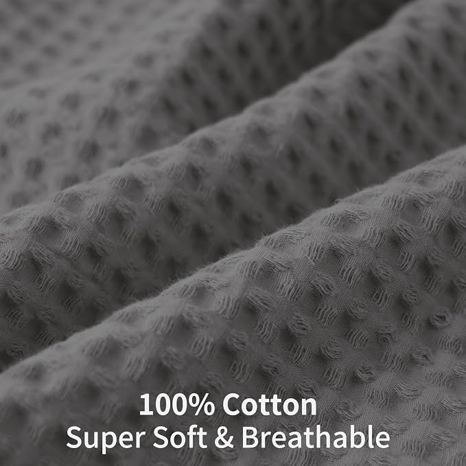 100% Egyptian Cotton 600 TC Waffle Weave Throw Pillow Covers 4 Pack | Ultra Soft Breathable Euro Pillow Shams Covers, Decorative Cushion Covers for Bed Couch Sofa Car, Dark Grey, 24" x 24"