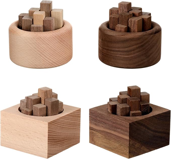 Teenyyou 4 Pcs Wooden Diffuser for Car Aromatherapy Wood Woodpile Essential Oil Diffuser Round and Square Home Office Bedroom Decoration(Wooden Strips)