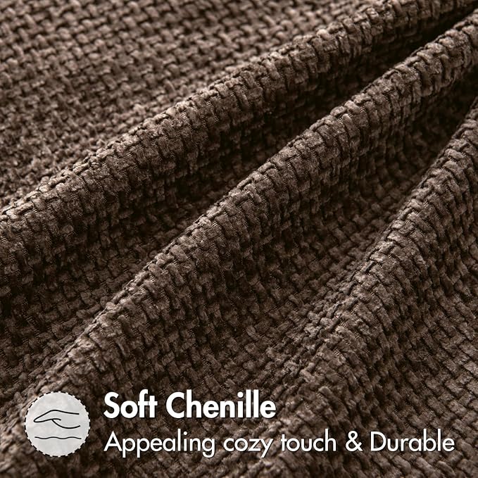 MIULEE Decorative Lumbar Throw Pillow Covers 12x20 Inch Dark Brown 2 Pack | Modern Boho Accent, Soft Chenille Pillow Covers, Farmhouse Cushion Cases for Couch Bed Sofa Living Room Home Decor