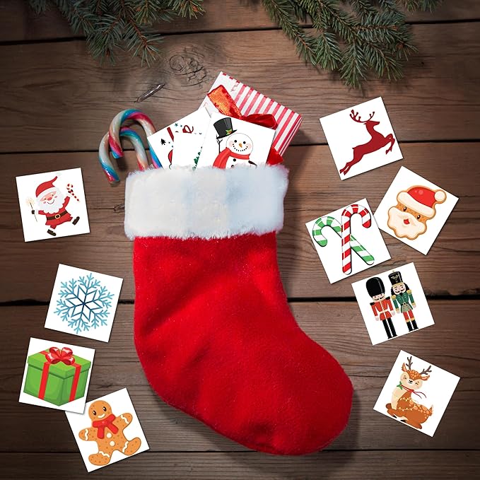 ArtCreativity Individual Christmas Tattoos for Kids - Set of 144-2 Inch Winter Holiday Temporary Tattoos in 12 Festive Designs - Classroom Christmas Party Favors and Stocking Stuffers For Kids