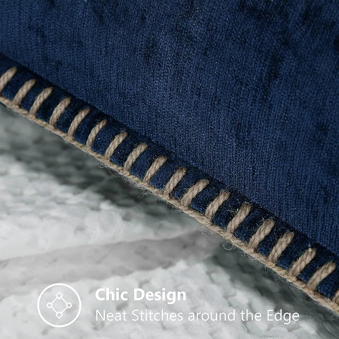 decorUhome Soft Chenille Throw Pillow Covers 22x22 Set of 2 Poseidon | Fall Textured Decorative Throw Pillow Cases Stitched Edge Modern Farmhouse Luxury Boho Velvet for Couch Sofa Bed Home Decor
