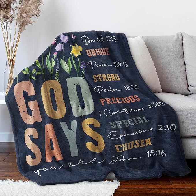 Gifts for Women - Christian Inspirational Floral Blanket | Religious Birthday Gift for Women, Blanket for Mom, Sisters, and Friends, Baptism & Confirmation, Spiritual Gift 80"X 60"