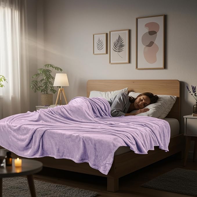 Utopia Bedding Ultra Soft Fleece Bed Blanket Queen Size Lilac (90x90 Inch) | Microfiber Plush Warm Lightweight Breathable Cozy Blanket Anti-Static, All Season Use, Gift for Women and Men