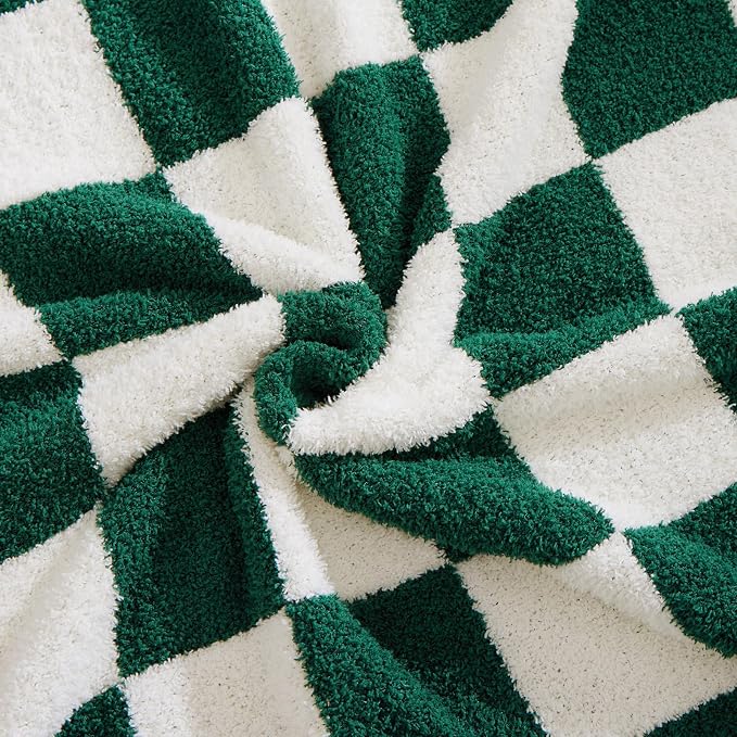 Soft Checkered Throw Blanket for Couch-Cozy Warm Knitted Blankets | Lightweight Warm Fluffy Decor for Women, Mom, Her & Girls, Sofa, Chair, Bed, 50x70in, Avocado Green