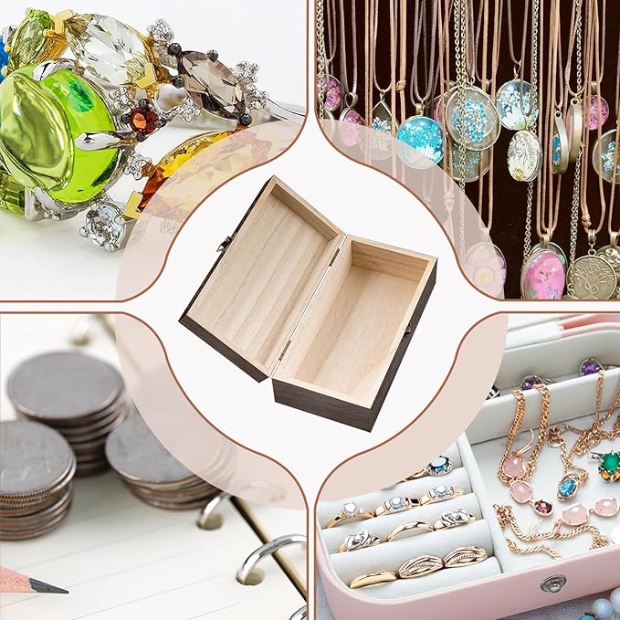 Vintage Wood Storage Box Rectangular Solid Wood Gift Box Keepsake Boxes Storage Bins With Lids For Sunglass Case Locker Organizer Trinket Boxes Man Retro Style Jewelry, 7. 9 x 3. 9 x 2.4 Inch