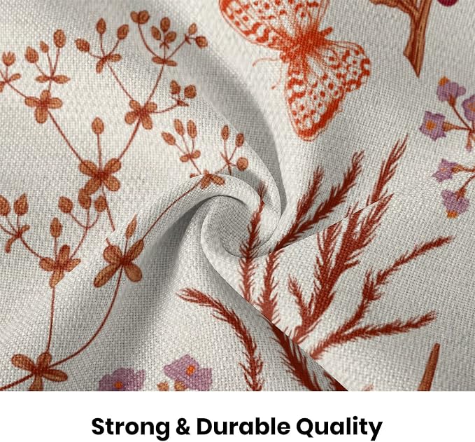 AEIOAE Fall Pillow Covers 18x18 Inch Set of 2,Burnt Orange Wild Flower Plant Throw Pillows Case,Autumn Colored Floral Outdoor Decorative Linen Farmhouse Decor Cushion Covers for Home Sofa Bed Couch