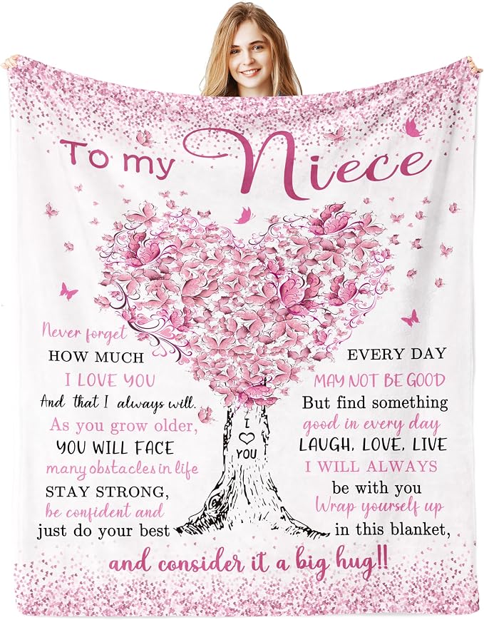 Niece Gifts from Auntie, Niece Gifts Blanket 60"x 50", Gift for Nieces from Aunt, to My Nieces Birthday Graduation Gift from Uncle