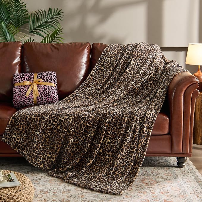 BEDELITE Fleece Blanket Soft Plush Twin Size Blanket Brown Leopard 60"x80" | Ultra Soft Fleece, Plush Microfiber, Lightweight Warmth, All Season Comfort, Cheetah Decor, Machine Washable, Couch Sofa Bed