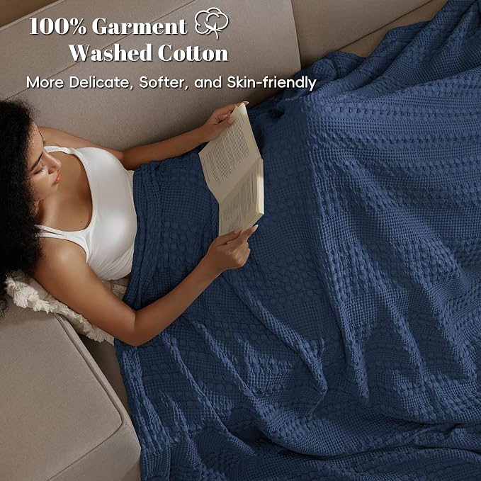 PHF 100% Cotton Waffle Blanket Oversized King 120"x120", Lightweight Breathable Extra Large 10'x10' Blankets for Bed, Giant Big Luxury Aesthetic Woven Bedding for Home Decor, Taupe
