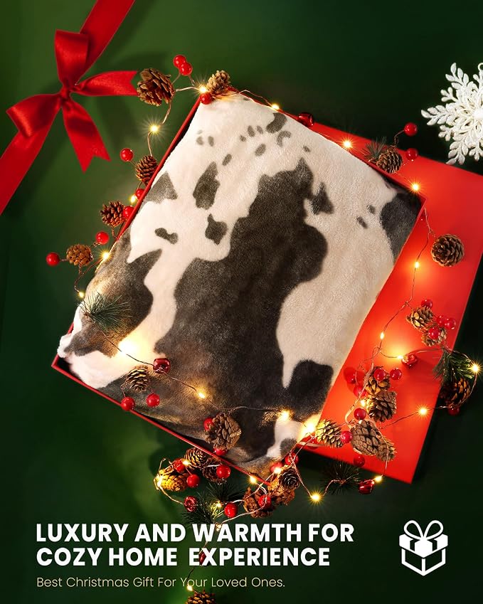 Cow Print Blanket Ultra Soft Flannel Throw Blanket for Couch Bed, Cute Cozy Lightweight All-Season Fleece Blanket, Gift for Women & Girls, 50×60 Inches Pink