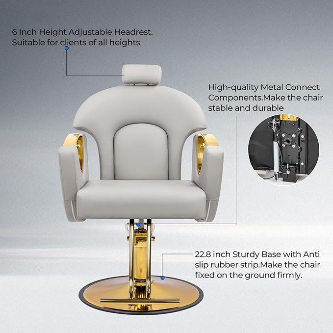 Reclining Barber Chair Styling Hair Chair for Home Barbershop Height Adjustable 360 Swivel Salon Chair for Hair Stylist