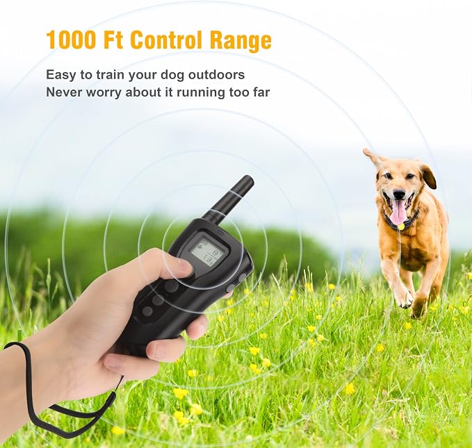 Bousnic Dog Training Collar 2 Dogs Upgraded 1000ft Remote Rechargeable Waterproof Electric Shock Collar with Beep Vibration Shock for Small Medium Large Dogs (15lbs - 120lbs)