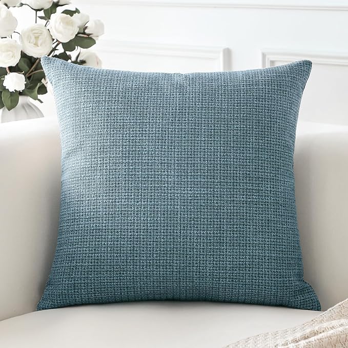 OTOSTAR Linen Throw Pillow Cover Set of 1 Decorative Square Pillowcases Cushion Covers 24x24 Inch for Home Decor Sofa Bedroom Car 60 x 60CM Blue