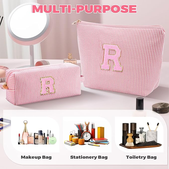 Personalized Anniversary Wife's Birthday Gifts,Mothers Day Gifts for Women,Wife Gifts from Husband,Cool Birthday Gifts for Wife,Makeup Bag Set Cosmetic Bag for Teen Girls - Peach,R